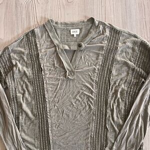 BKE Olive Long Sleeve Top soft oversized
